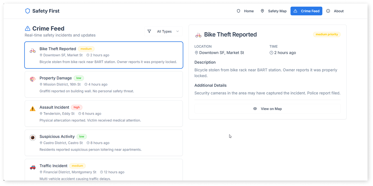 Incident feed UI