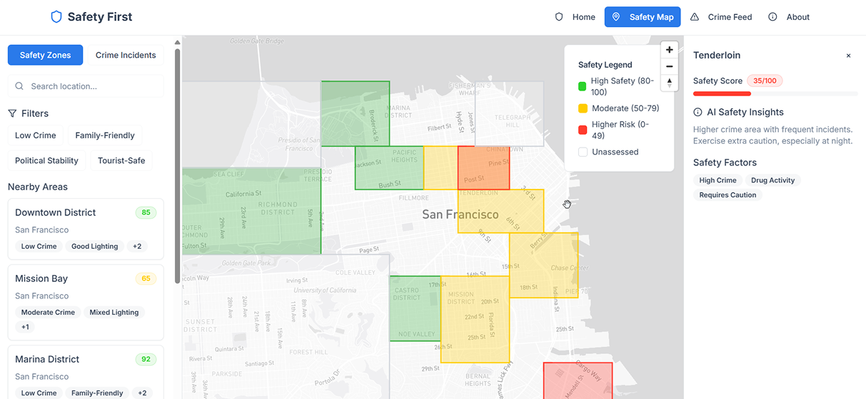 Safety map UI